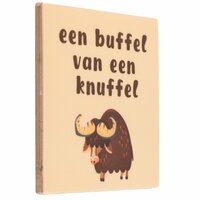 een buffel van een knuffel, tegeltje als cadeau