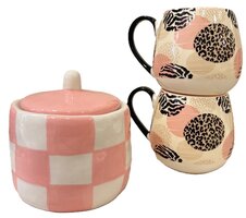 opbergpotje roze, schaakbordmotief