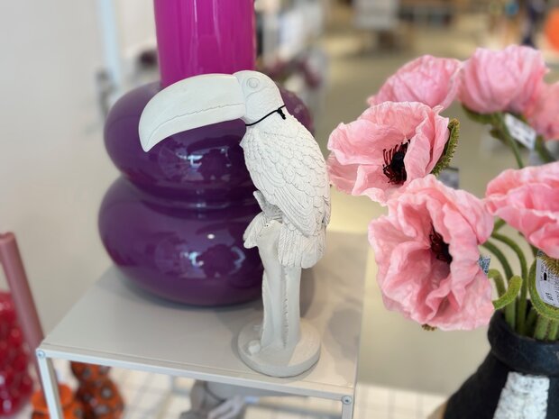 Beige Decoratief Vogel Ornament met Grote Snavel, Japandi accessoire