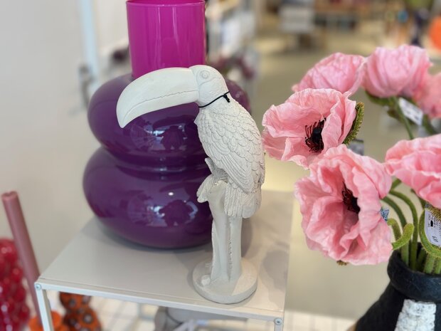 Beige Decoratief Vogel Ornament met Grote Snavel, Japandi accessoire