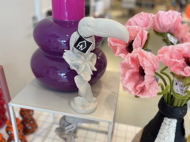 Beige Decoratief Vogel Ornament met Grote Snavel, Japandi accessoire