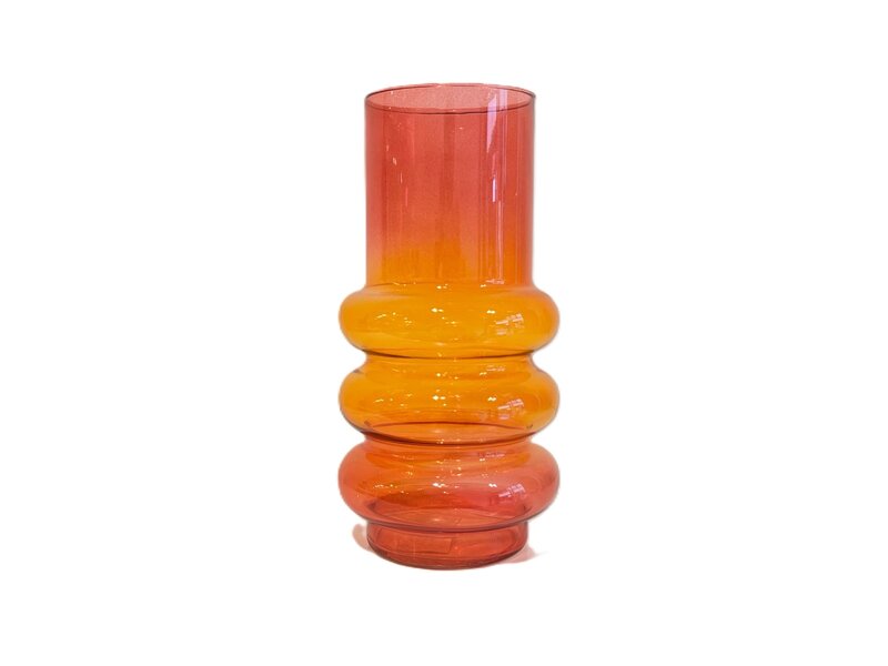 Glazen Vaas met Bollingen Rood/ Oranje Gloed, 26 cm