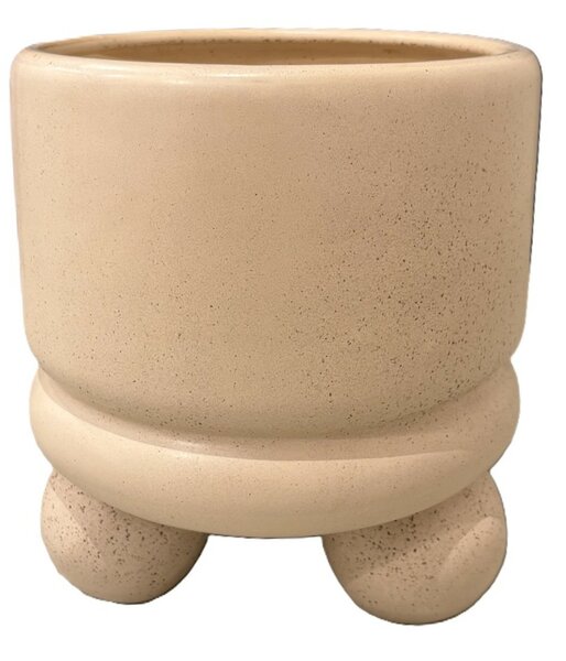 beige japandi bloempot op bol pootjes