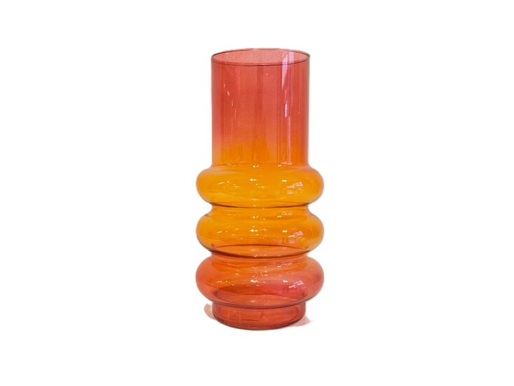 Glazen Vaas met Bollingen Rood/ Oranje Gloed, 26 cm