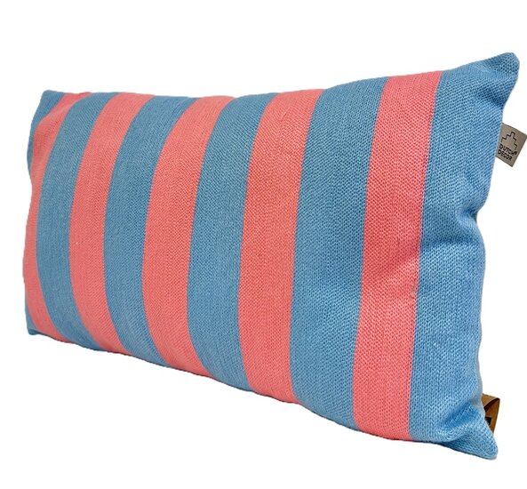 Sierkussen Roze en blauw, Rechthoekig met strepen