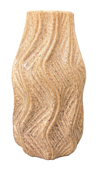 Vaas, lichtbruin beige met wave structuur